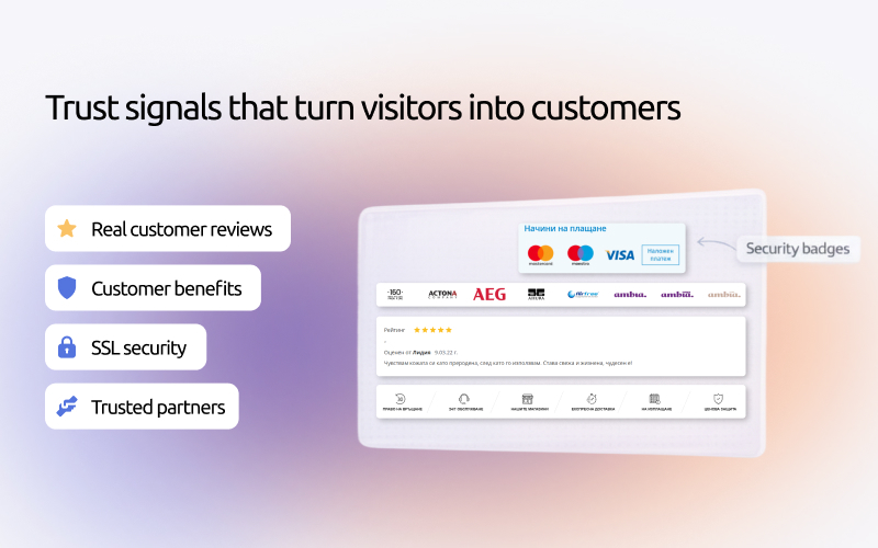Trust signals in an online store - SSL certificates, payment methods and courier logos