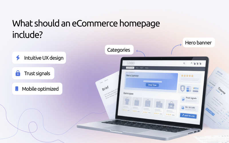 What should the homepage of an online store include?